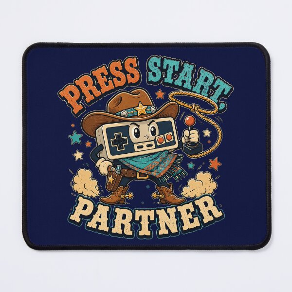 Item preview, Press Start Partner Retro Gaming Cowboy Controller Mascot designed and sold by SVox.