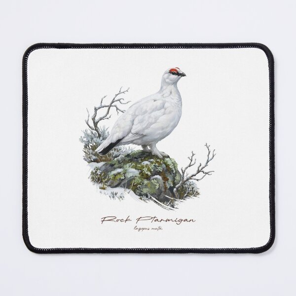 Item preview, Rock Ptarmigan on Snow Covered Rock Bird Illustration designed and sold by Takeda-art.