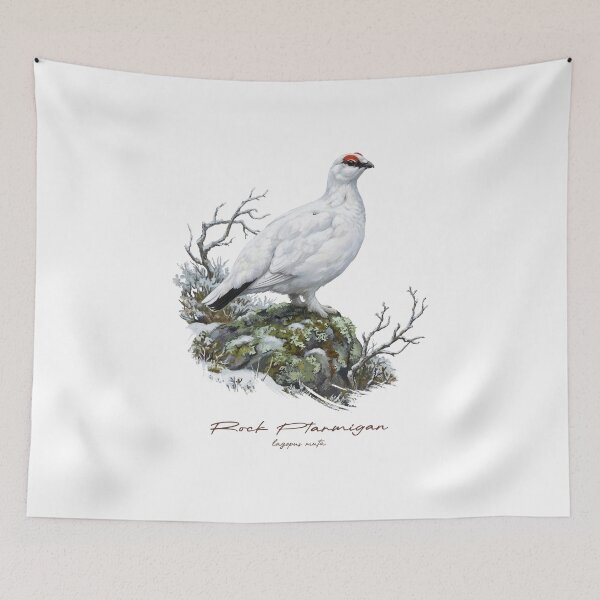 Item preview, Rock Ptarmigan on Snow Covered Rock Bird Illustration designed and sold by Takeda-art.
