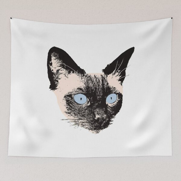 Item preview, Siamese Cat Blue Eyes Feline Portrait Art designed and sold by OlyvieArt.