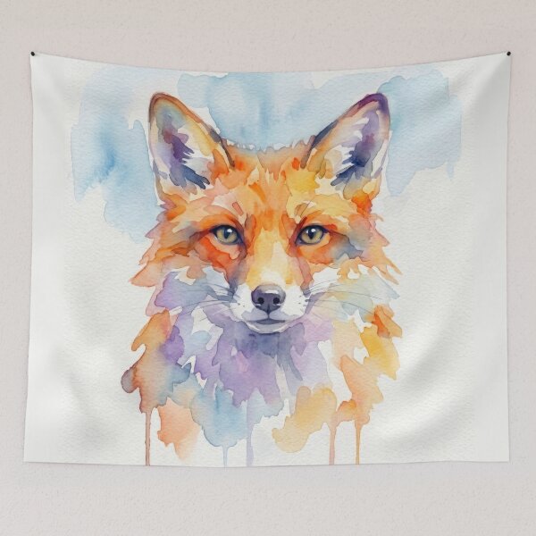 Item preview, Vibrant Fox Watercolor – Rustic Animal Portrait designed and sold by caracatita75.