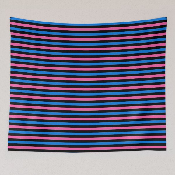 Item preview,  Blue And Pink Stripes Design Black  designed and sold by PatternTitan.