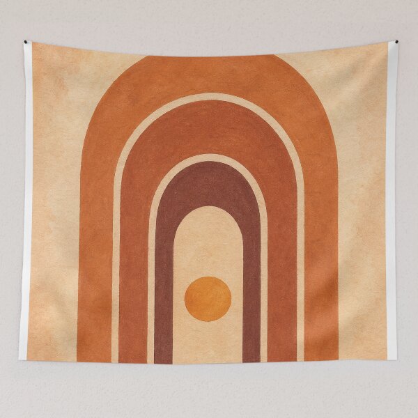 Item preview, Terracotta Arches at Dusk Gouache Boho designed and sold by GoldenHourWalls.
