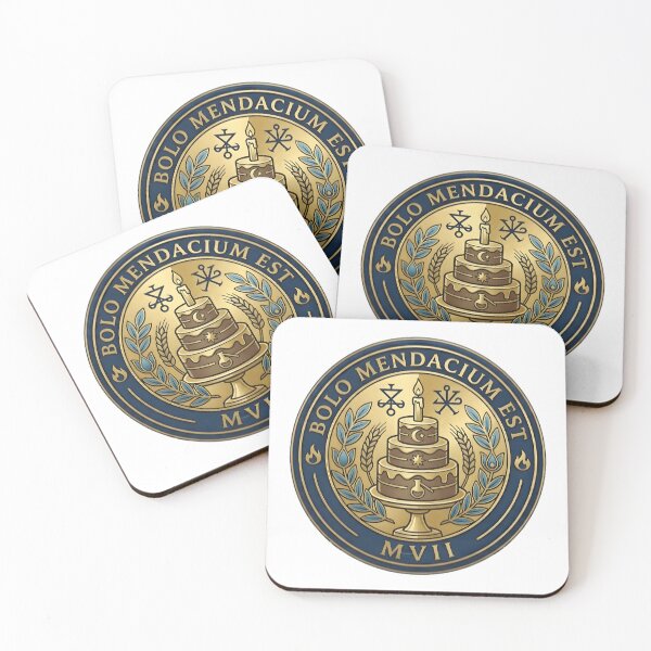 Item preview, Bolo Mendacium Est Latin Alchemical Cake Badge designed and sold by octozap.