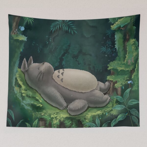 Item preview, Totoro Sleeping Peacefully in a Lush Green Forest designed and sold by GITTERLU.