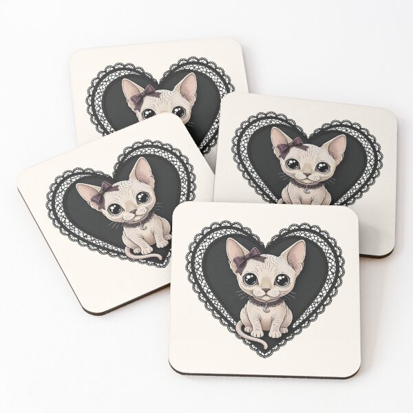 Item preview, Gothic Sphynx Cat in Black Lace Heart designed and sold by SweetLilith.