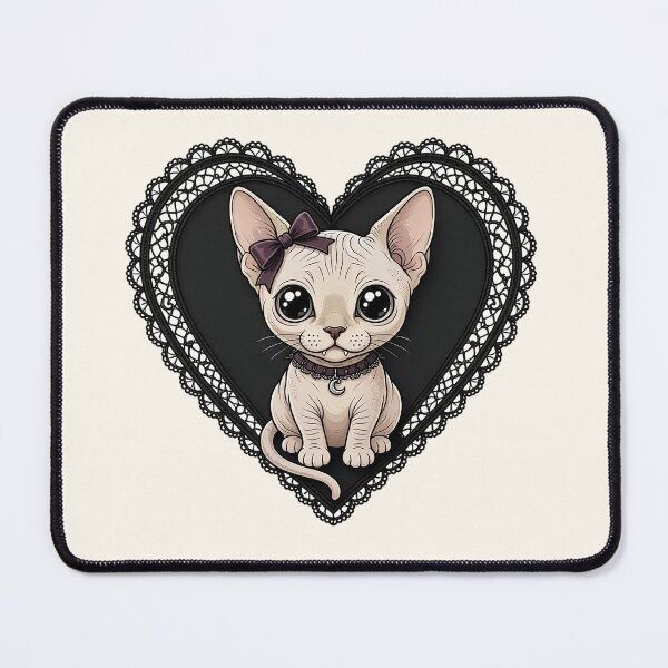Item preview, Gothic Sphynx Cat in Black Lace Heart designed and sold by SweetLilith.
