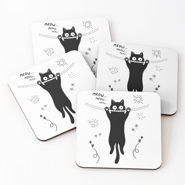 Item preview, Cute Hanging Black Cat Meow Doodle Art designed and sold by ReGenDx.