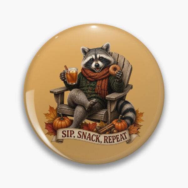 Item preview,  Sip, Snack, Repeat - Cozy Autumn Raccoon designed and sold by TatyanaArt.