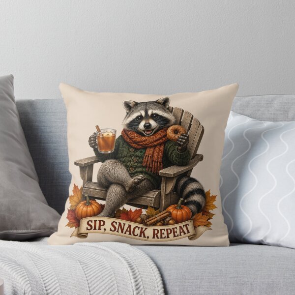 Item preview,  Sip, Snack, Repeat - Cozy Autumn Raccoon designed and sold by TatyanaArt.