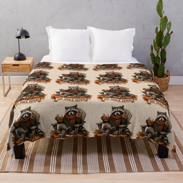 Item preview, Sip, Snack, Repeat - Cozy Autumn Raccoon designed and sold by TatyanaArt.