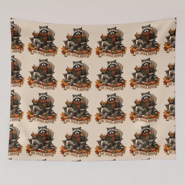 Item preview,  Sip, Snack, Repeat - Cozy Autumn Raccoon designed and sold by TatyanaArt.