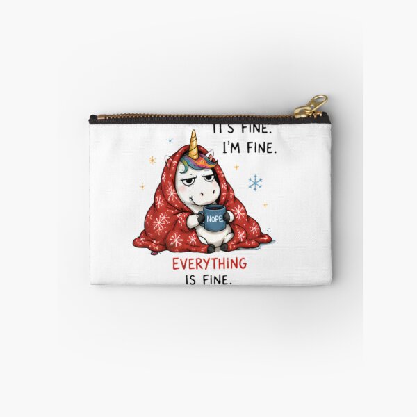 Item preview, Funny Unicorn 'It's Fine. I'm Fine. Everything Is Fine.' Blanket Meme Illustration designed and sold by Sitred123.