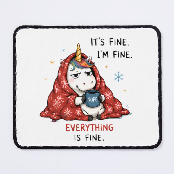 Item preview, Funny Unicorn 'It's Fine. I'm Fine. Everything Is Fine.' Blanket Meme Illustration designed and sold by Sitred123.