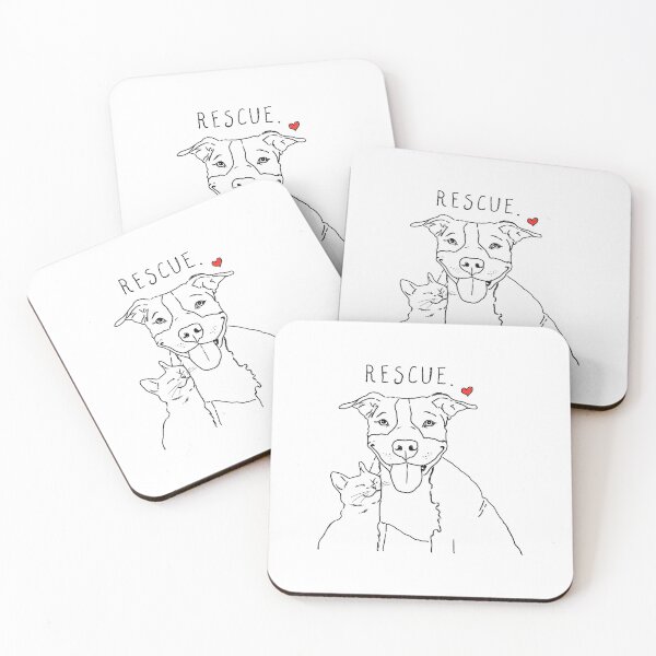 Item preview, Rescue Dog and Cat Love Line Art designed and sold by OlyvieArt.