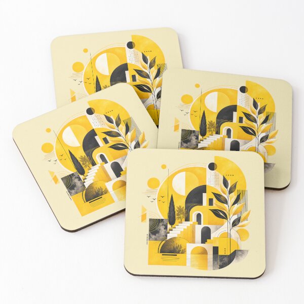 Item preview, Yellow Geometric Mediterranean Architecture Art designed and sold by zhivago1980.