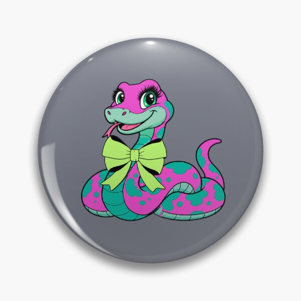 Item preview, Cute Pink and Turquoise Snake with Green Bow designed and sold by Aimetoi.