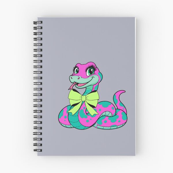 Item preview, Cute Pink and Turquoise Snake with Green Bow designed and sold by Aimetoi.