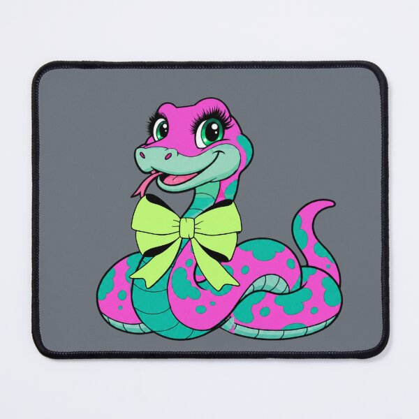 Item preview, Cute Pink and Turquoise Snake with Green Bow designed and sold by Aimetoi.