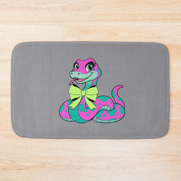 Item preview, Cute Pink and Turquoise Snake with Green Bow designed and sold by Aimetoi.