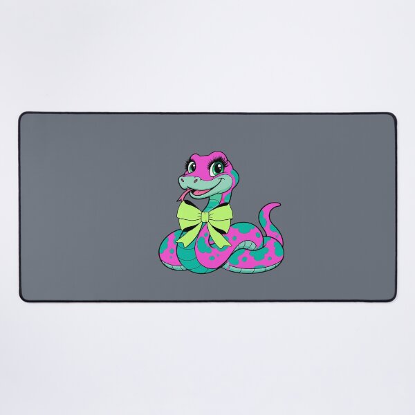 Item preview, Cute Pink and Turquoise Snake with Green Bow designed and sold by Aimetoi.