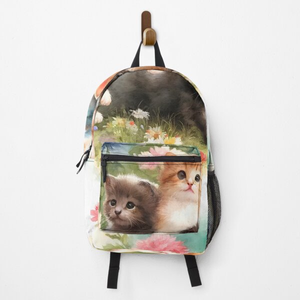 Item preview, Cute Kittens in Flower Garden, Watercolor Cat Art, Whimsical Floral Nursery Wall Art designed and sold by NarjaShop.