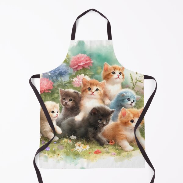 Item preview, Cute Kittens in Flower Garden, Watercolor Cat Art, Whimsical Floral Nursery Wall Art designed and sold by NarjaShop.