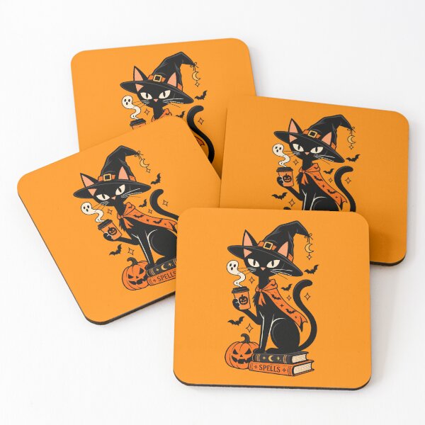 Item preview, Cute Halloween Black Cat Book Pumpkin Autumn Gift - Witch Cat Coffee Spells designed and sold by Artycom.