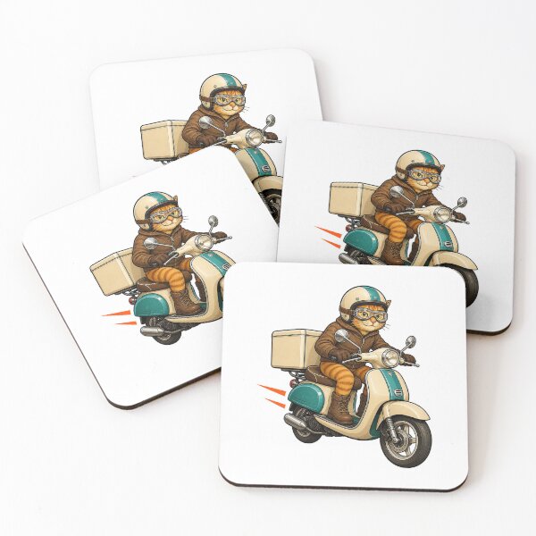 Item preview, Retro Scooter Courier Orange Cat designed and sold by TVEX19.