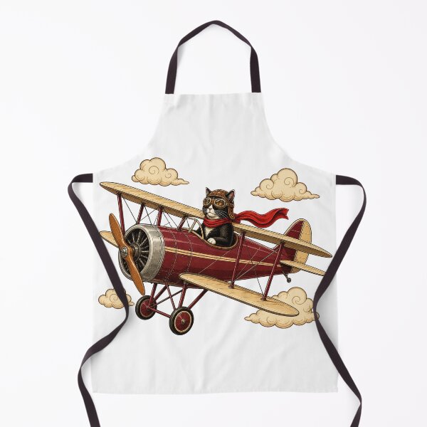 Item preview, Vintage Biplane Pilot Tuxedo Cat designed and sold by TVEX19.