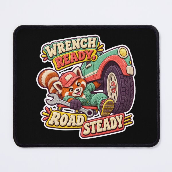 Item preview, Wrench Ready Road Steady Red Panda Mechanic – Labor Day Chenille Patch designed and sold by Jaani-T.
