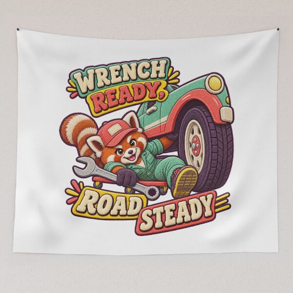 Item preview, Wrench Ready Road Steady Red Panda Mechanic – Labor Day Chenille Patch designed and sold by Jaani-T.