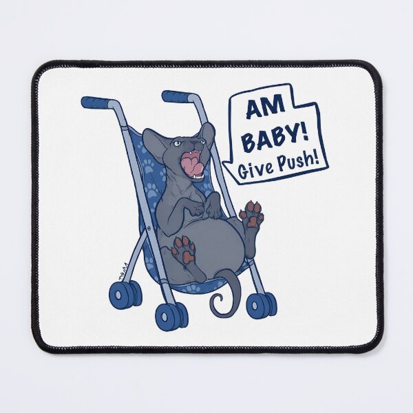 Item preview, Cat in Stroller "Am Baby! Give Push!" designed and sold by OlyvieArt.