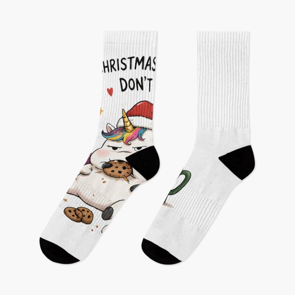 Item preview, Funny Fat Christmas Unicorn Eating Cookies First Magic Later Cartoon Design designed and sold by Sitred123.