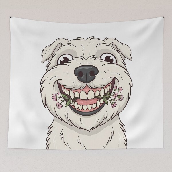 Item preview, Funny Fisheye Dog With Flowers Meme designed and sold by DripCultureLab.