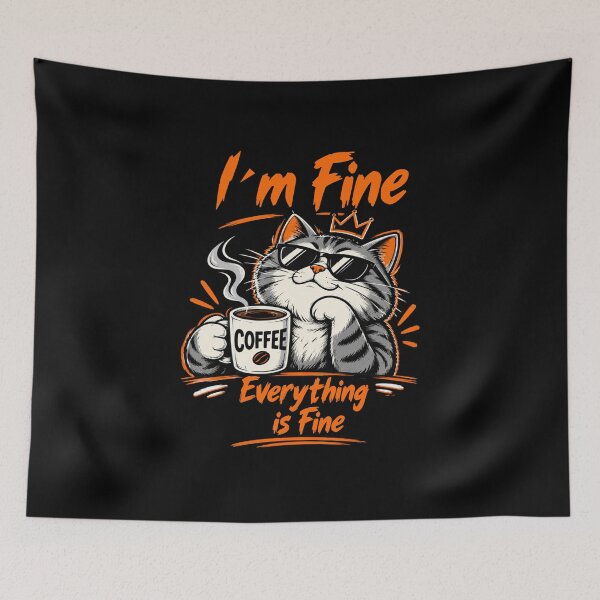 Item preview, I'm Fine Everything is Fine T-Shirt – Funny Coffee Lover Graphic Tee designed and sold by Artimax-Studio.