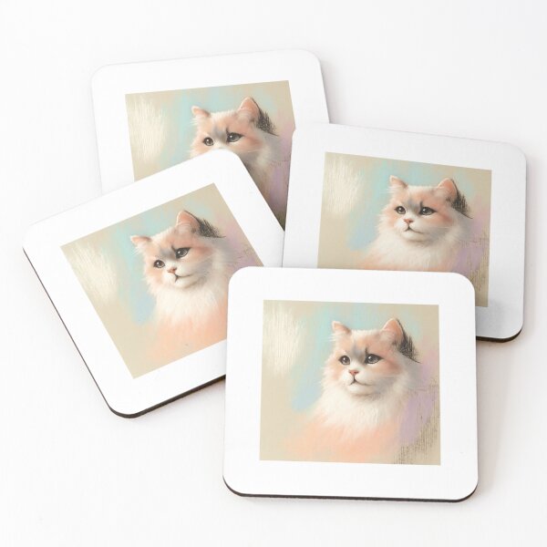 Item preview, Pastel Calico Cat Portrait, Soft Chalk Cat Art, Whimsical Cat Wall Decor designed and sold by NarjaShop.