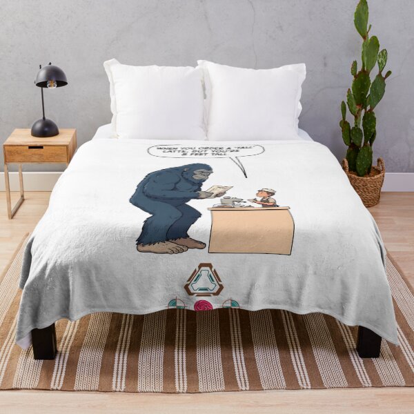Item preview, Bigfoot Ordering Coffee - Funny Sasquatch Barista Cartoon Cryptid T-Shirt designed and sold by Whimsy Trail Co.