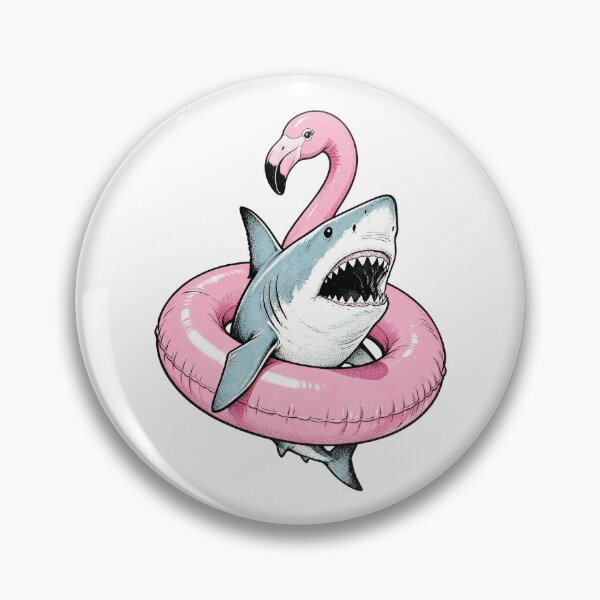Item preview, Shark Bursting Flamingo Pool Float Art designed and sold by The Mellonaire.