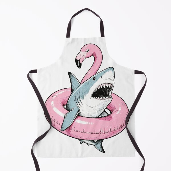 Item preview, Shark Bursting Flamingo Pool Float Art designed and sold by The Mellonaire.