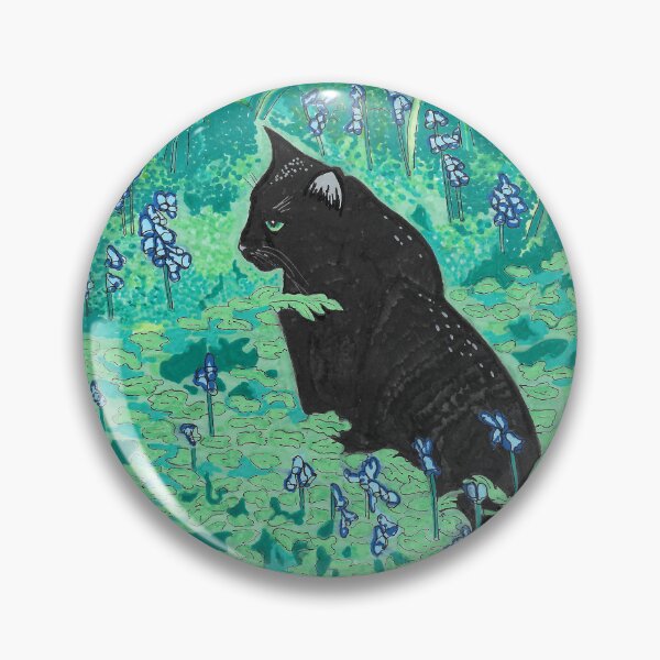 Item preview, Black cat in bluebells designed and sold by Tiger's Eye Books.