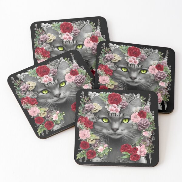 Item preview, Elegant Floral Cat Portrait Design designed and sold by OlyvieArt.