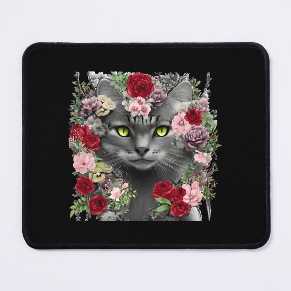 Item preview, Elegant Floral Cat Portrait Design designed and sold by OlyvieArt.
