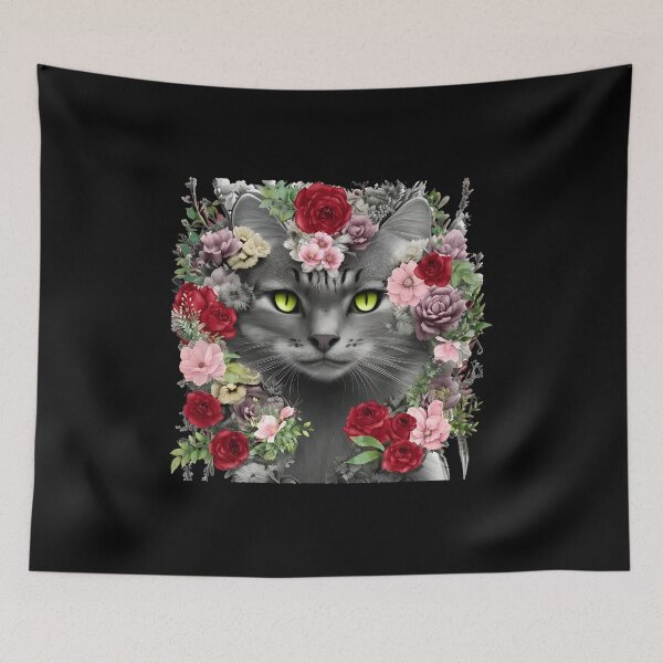 Item preview, Elegant Floral Cat Portrait Design designed and sold by OlyvieArt.