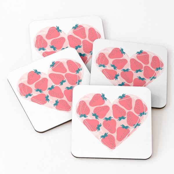 Item preview, Strawberry heart illustration with pink stain. Summer berry fruit designed and sold by Dynamisa.