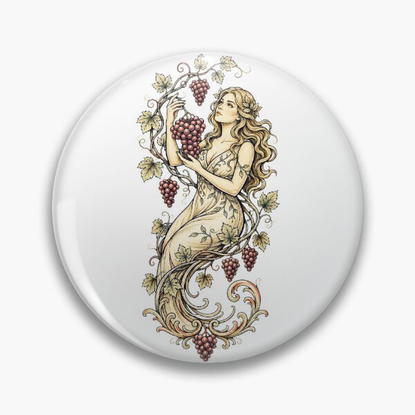 Item preview, The Angel of Grapes, a beautiful vineyard goddess surrounde by lush vines and abundant cluster of ripe grapes designed and sold by PatrickHalftone.