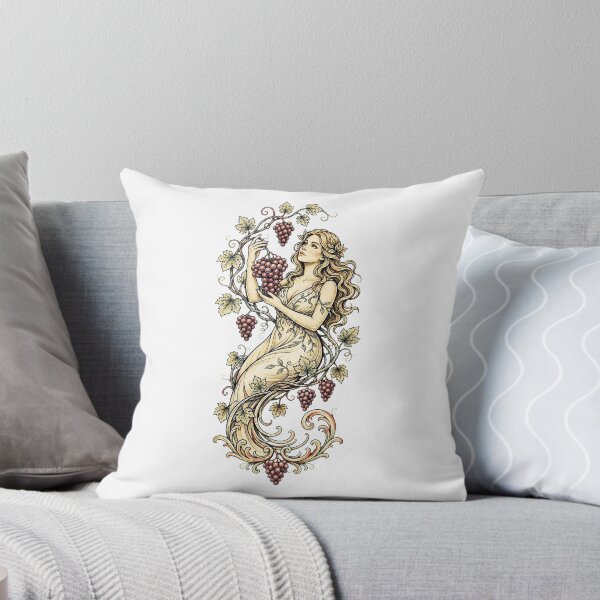 Item preview, The Angel of Grapes, a beautiful vineyard goddess surrounde by lush vines and abundant cluster of ripe grapes designed and sold by PatrickHalftone.