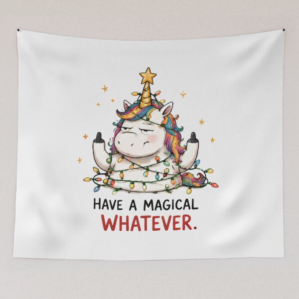 Item preview, Sarcastic Christmas Unicorn Showing Middle Fingers Funny Holidays designed and sold by Sitred123.