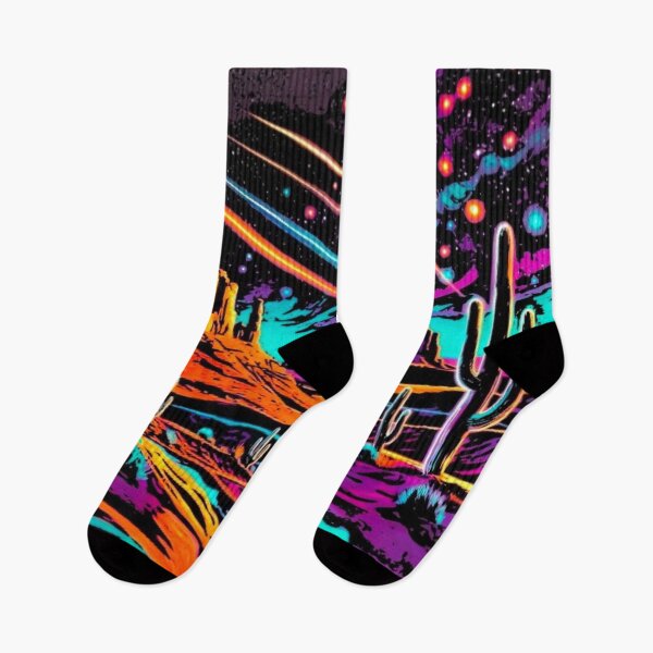 Item preview, Cosmic Neon Desert Synthwave Saguaro Cactus Landscape designed and sold by Nexus Space.