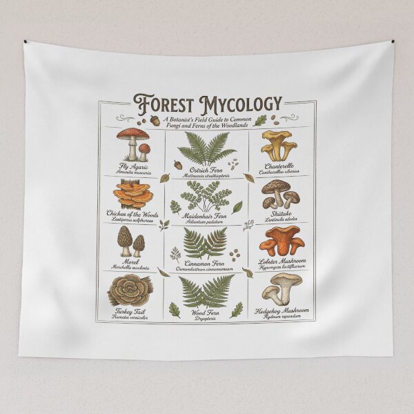 Item preview, Forest Mycology Field Guide Vintage Mushroom And Fern Botanical Art designed and sold by YOUSSHOP01.
